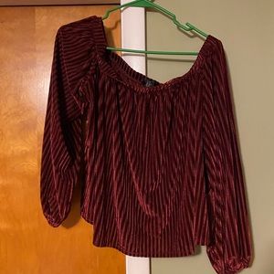 Forever 21 Red Velvet Off the Shoulder Blouse